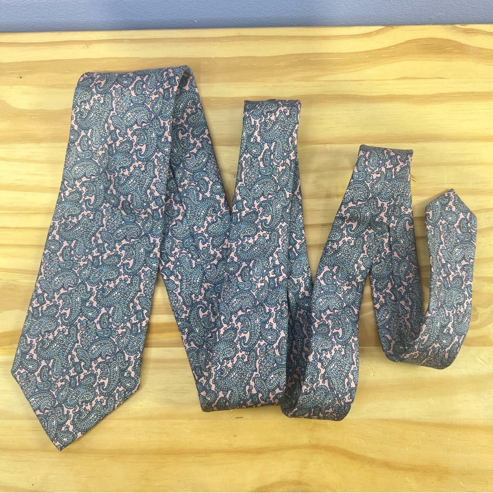 *2/$60* Christian Dior Pink, Silver and Blue Silk Tie - Picture 2 of 9